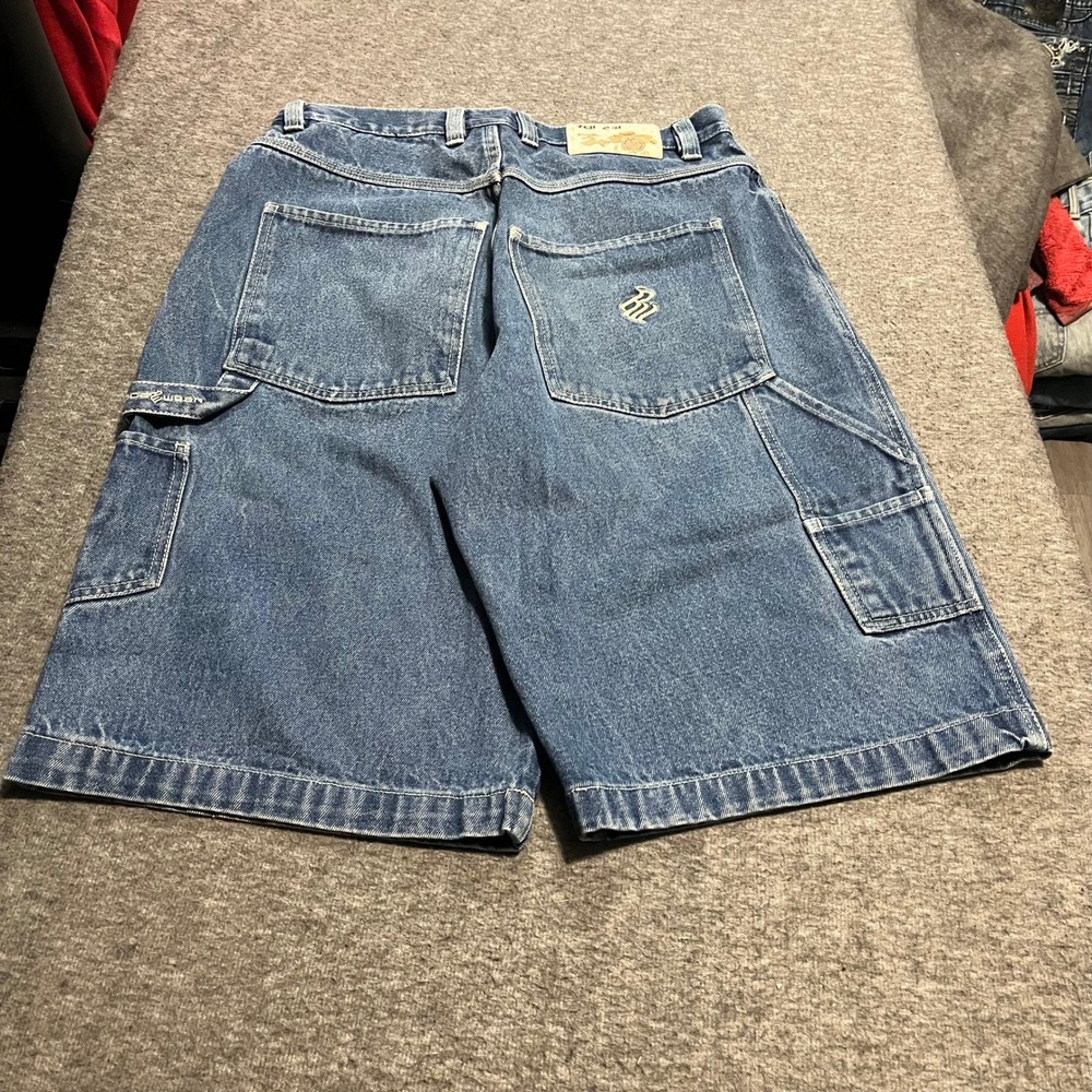 Rocawear Mens Baggy Denim Carpenter Shorts Blue Size 34 Vintage Y2K Streetwear